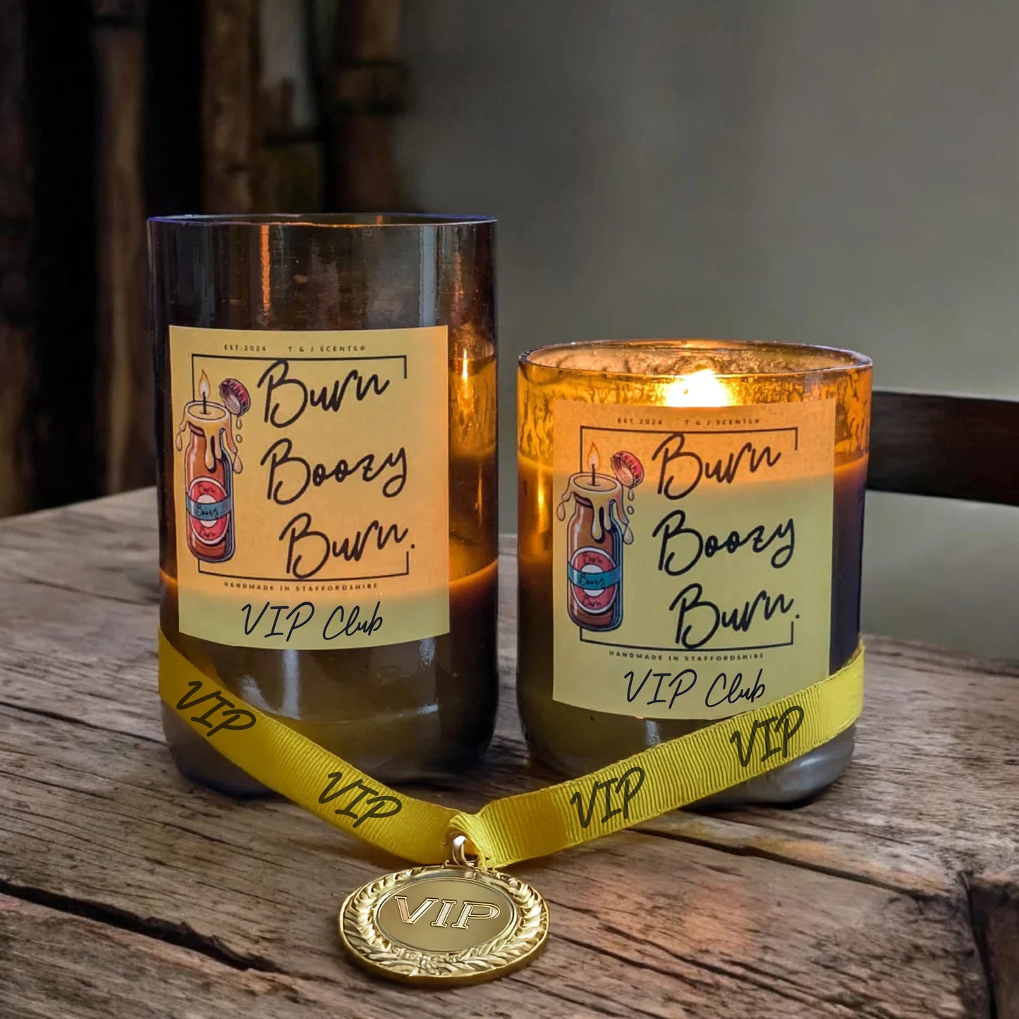 VIP Beer Bottle Wooden Wick Candle